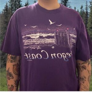 Jerzees Purple Oregon coast Cotton T-Shirt